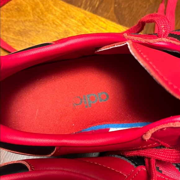 Adidas Red and Black Men's Sneakers, man 8.5, woman about 10, red leather, suede - Picture 8 of 12
